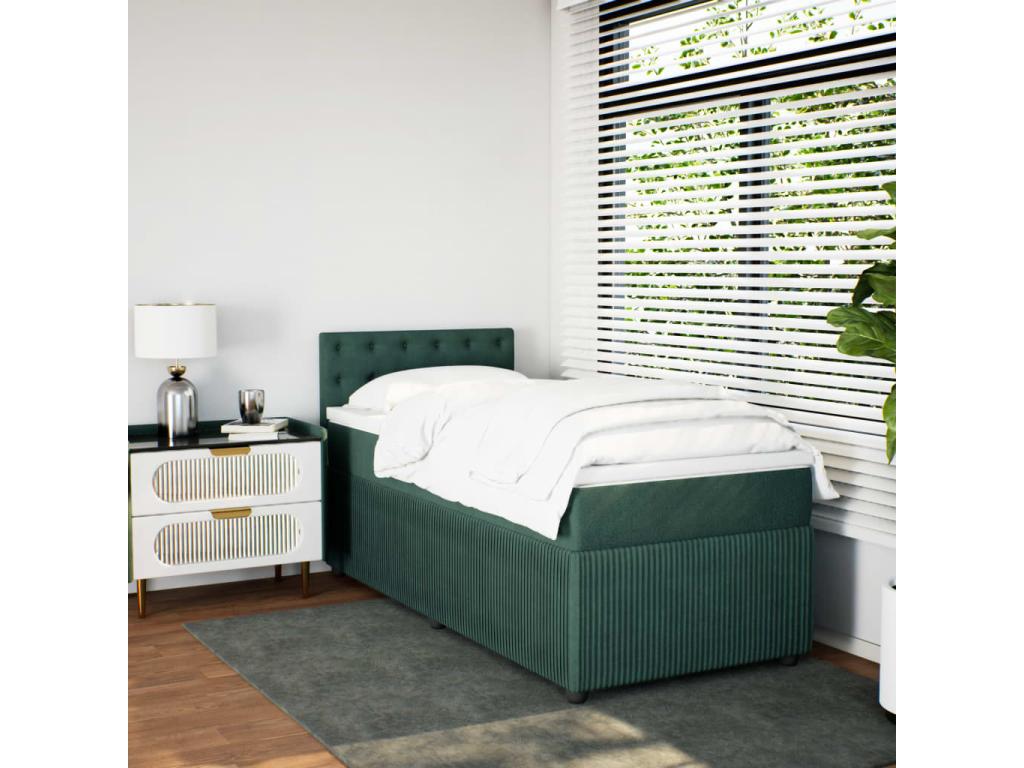 Sommier à Mobenze de lit avec matelas Vert foncé 90x200 cm MLWC08009