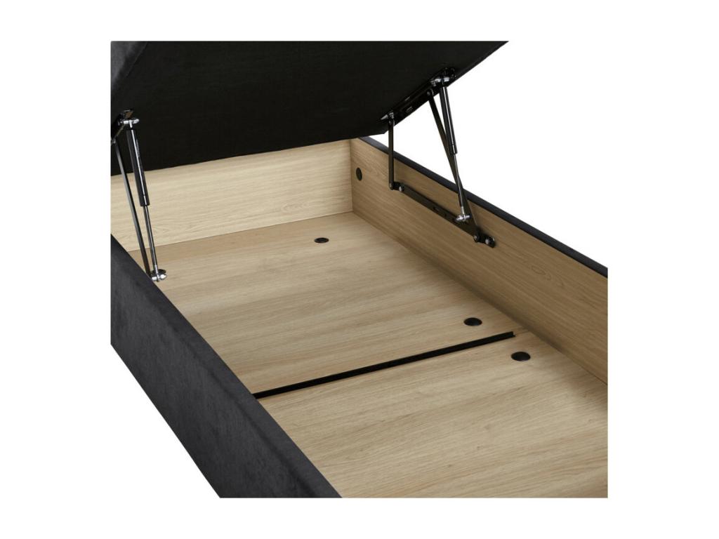 Ensemble Lit Coffre Boislis HERCULE 2 en 1 - Velours Gris Béton 160x200 EZLU03226