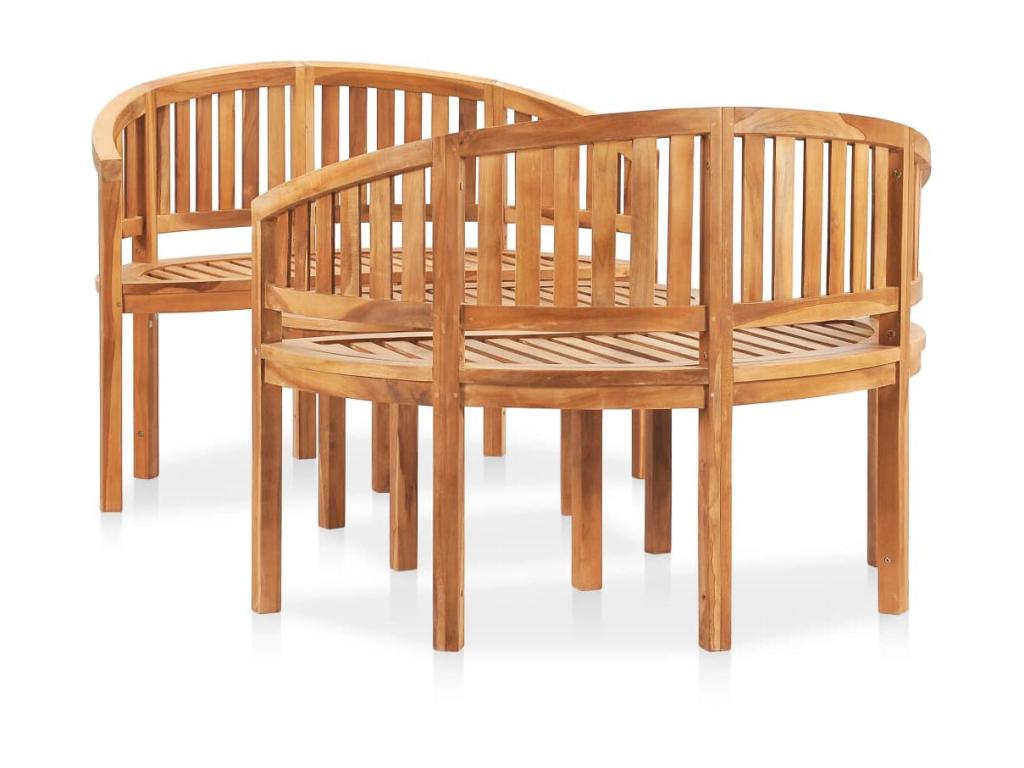 Salon de jardin 3 pcs en forme de banane Bois de teck solide VLGH15282