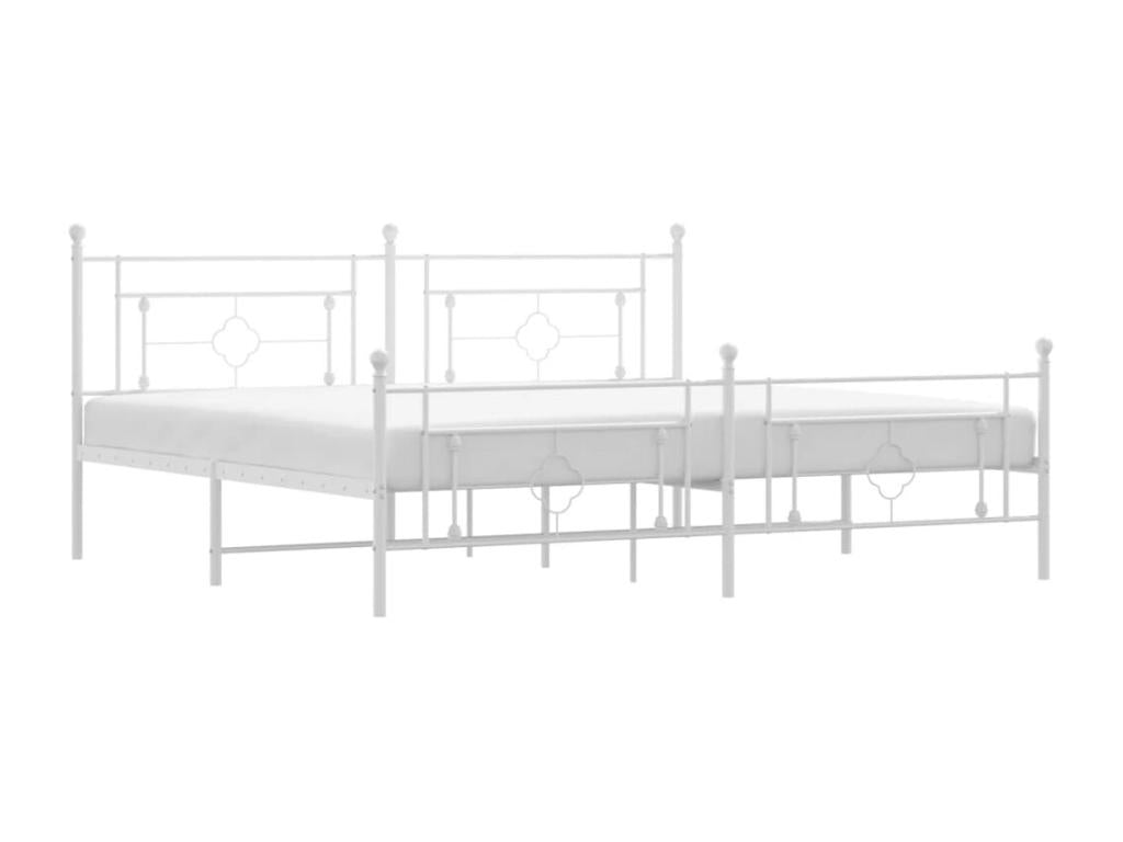 Cadre de lit métal avec tête de lit-pied de lit blanc 200x200 VPIP09182
