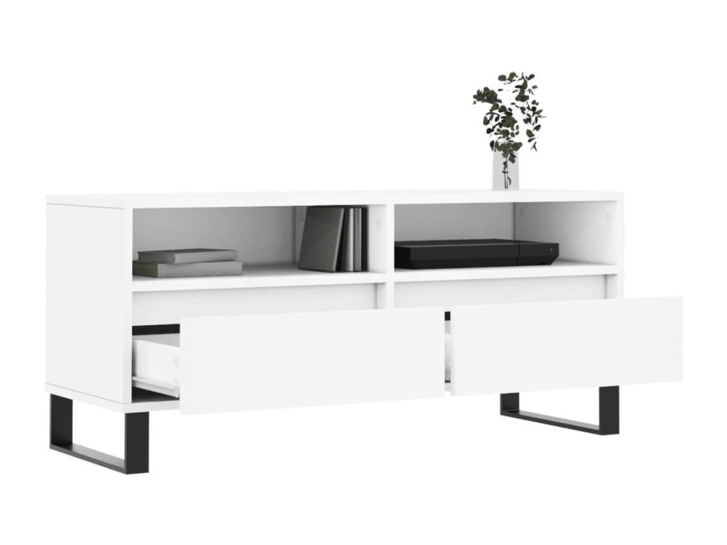 Meuble TV blanc 100x34,5x44,5 cm bois d'ingénierie VJHV54010