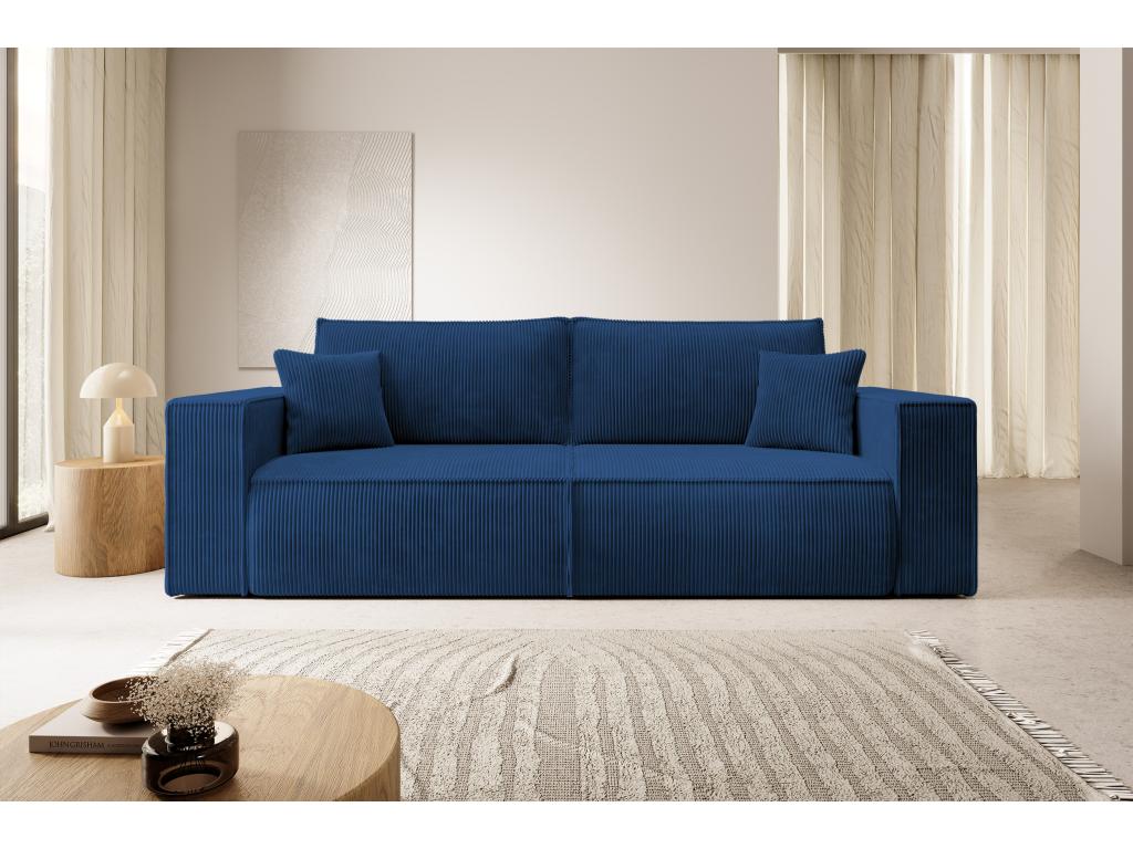 Canapé convertible - 257x102 cm - 3 places - bleu marine - Mobenze CUHP03381