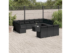 Salon de jardin avec coussins 14 pcs noir résine tressée SBUF33605