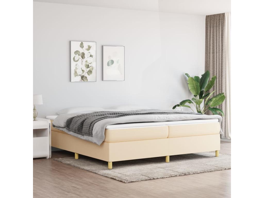 Lit à sommier tapissier avec matelas Crème 200x200 cm Tissu DSIT21849