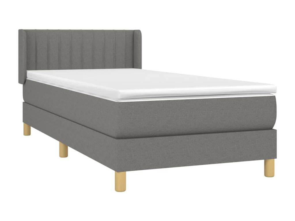 Lit à sommier tapissier avec matelas Gris foncé 90x200 cm Tissu XQPH03403