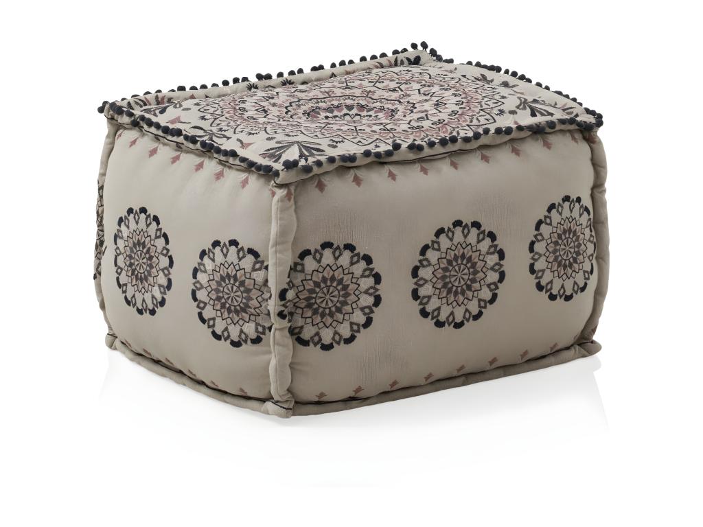 Pouf rectangulaire en textile coloris lin HYNE99275