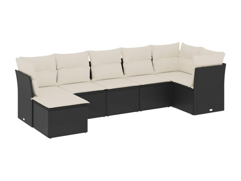 Salon de jardin 7 pièces avec coussins noir résine tressée OXCR76454