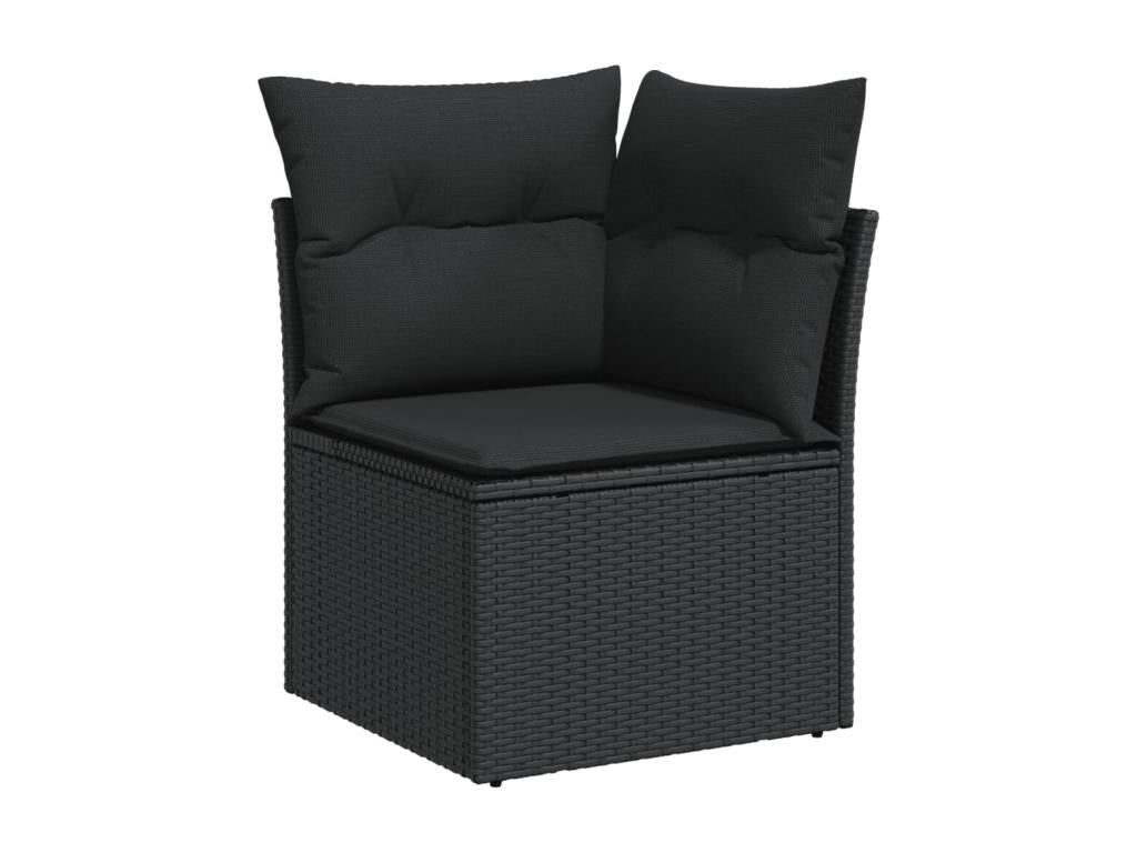 Salon de jardin 9 pcs avec coussins noir résine tressée FCVC75469