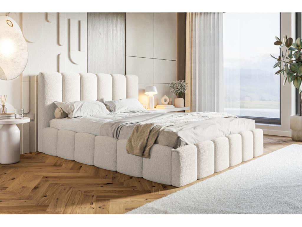 Mobenze Lit Rembourré 180x200 cm avec Rangement Mobenze - Lit Double 180x200 tissu bouclé Crème Anthology 1 RLKO78696