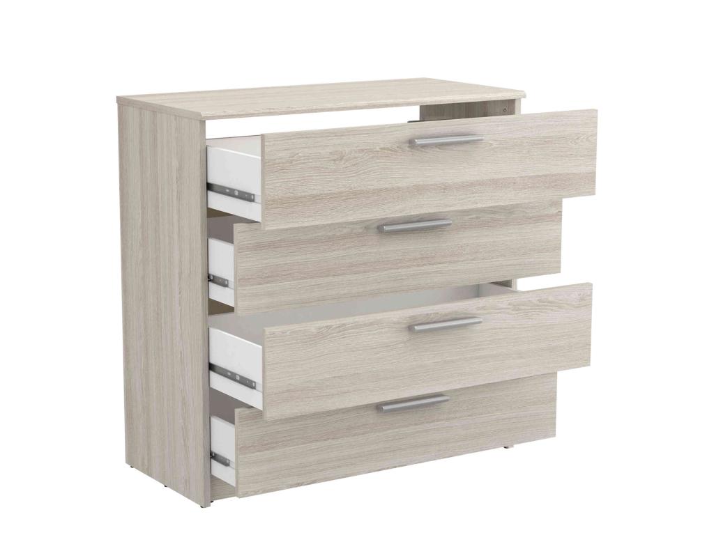Commode 4 tiroirs en bois imitation chêne Boislis - CO180 DNTX54237