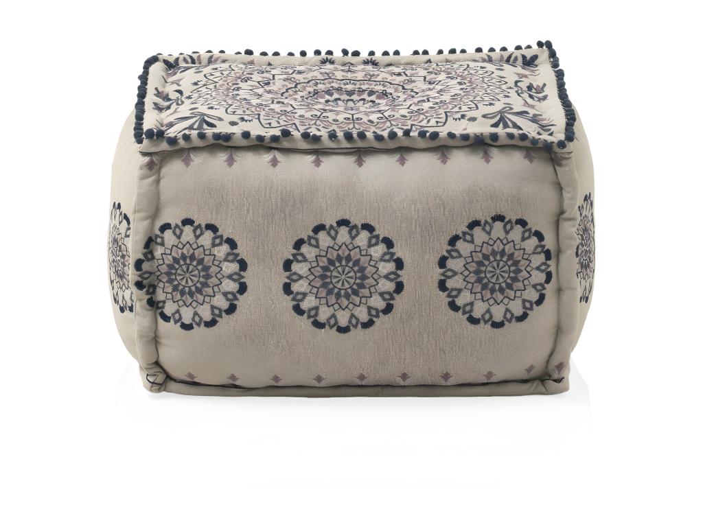 Pouf rectangulaire en textile coloris lin HYNE99275