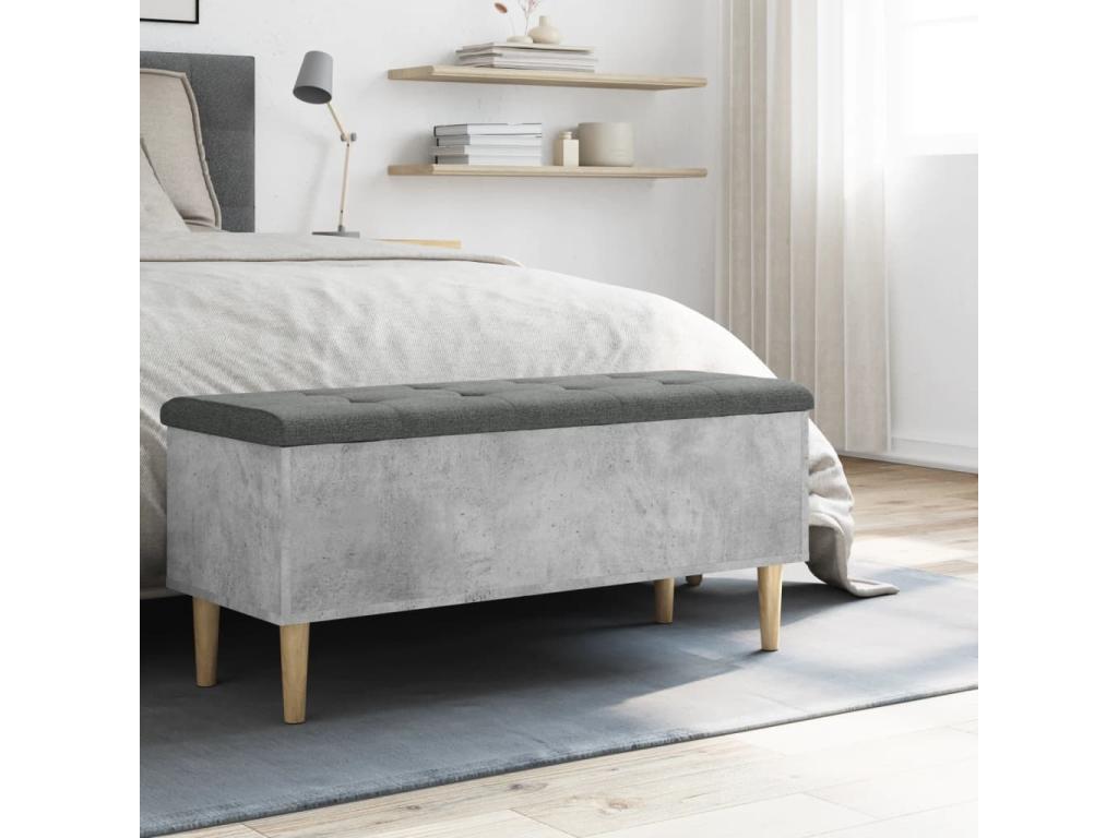 Banc de rangement gris béton 102x42x46 Mobenze d'ingénierie HQTV45926
