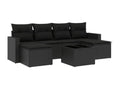 Salon de jardin 7 pcs avec coussins noir résine tressée ENWB87049