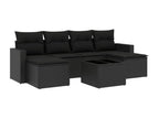 Salon de jardin 7 pcs avec coussins noir résine tressée ENWB87049