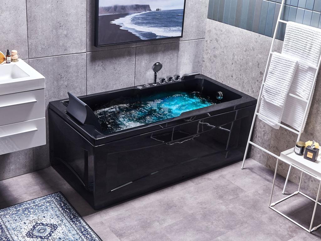 Baignoire d'angle à jacuzzi avec LED Mobenze Côté Mobenze 169 cm 81 cm Noir WXQA31822