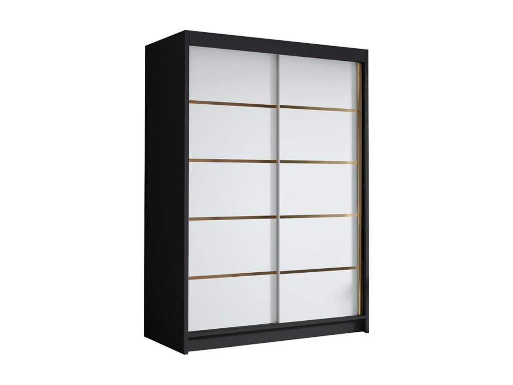 Armoire Boislis 188 Noir - Blanc 200x120x58cm Portes d'armoire Glissement EBLO60956