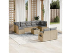 Salon de jardin avec coussins 10 pièces beige résine tressée PLGZ26277