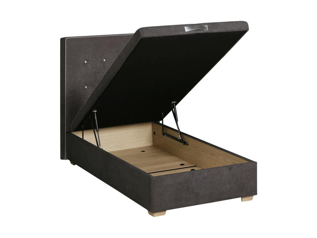 Ensemble Lit Coffre Boislis HERCULE 2 en 1 - Velours Gris Béton 160x200 EZLU03226