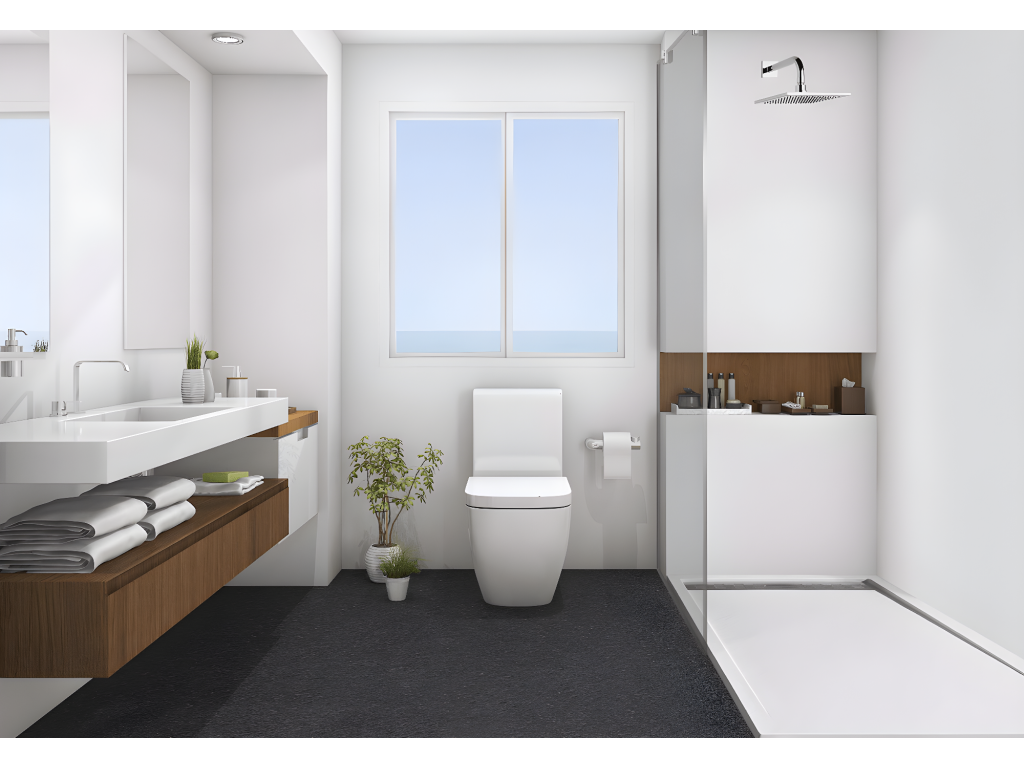 Receveur de douche 70x185 cm avec grille latérale Mobenze gris Ral 7037 en résine synthétique et poudre de marbre avec drain VPHK52253