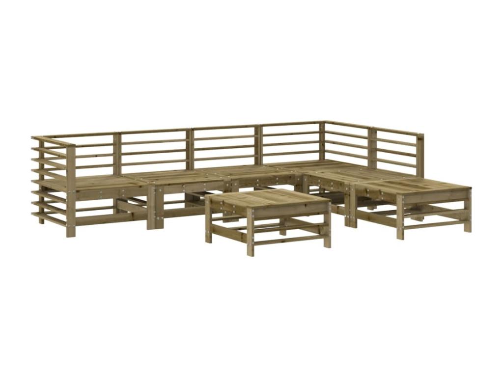 Salon de jardin 7 pcs avec coussins bois de pin imprégné RAQO73472