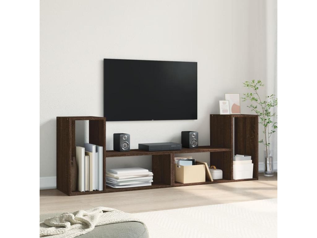 Meubles TV 2 pièces chêne marron 75x30x50 cm bois ingénierie MGBK27035