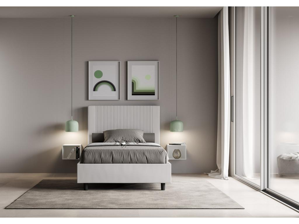 Lit sans sommier rembourré 140x210 similicuir blanc Mobenze AWVI43496