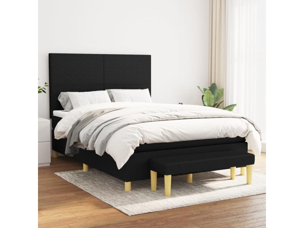 Lit à sommier tapissier avec matelas Noir 140x190 cm Tissu RLTA59713