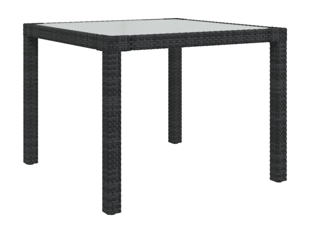 Table de jardin 90x90x75 cm Verre trempé et résine tressée Noir IRLM86832