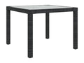 Table de jardin 90x90x75 cm Verre trempé et résine tressée Noir IRLM86832