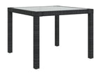Table de jardin 90x90x75 cm Verre trempé et résine tressée Noir IRLM86832