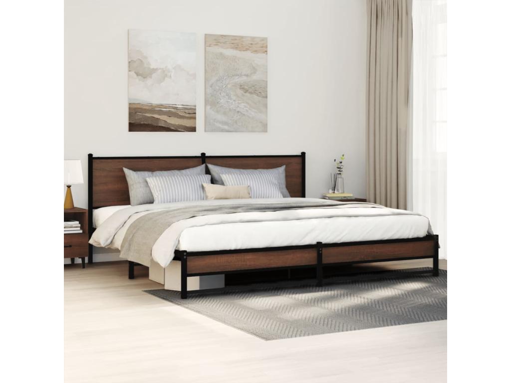 Cadre de lit en métal sans matelas chêne marron 200x200 cm OBGZ13225
