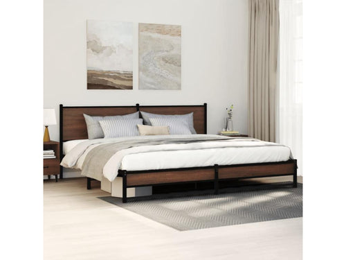 Cadre de lit en métal sans matelas chêne marron 200x200 cm OBGZ13225