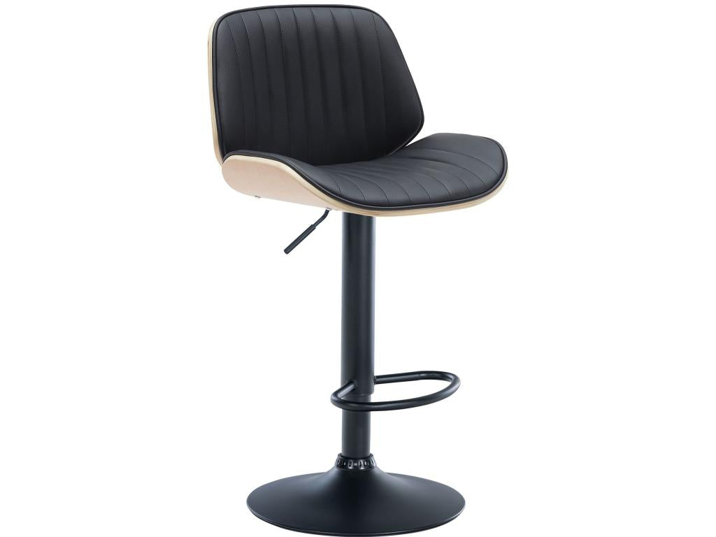 Tabouret de bar - Similicuir PVC / Métal - Nature / Noir - Mobenze LFJN43290