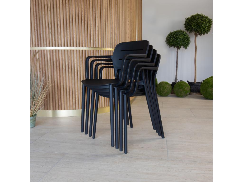 Boislis Home - Ensemble De Jardin Table Polywood Noir Et Fauteuil 6 Places QAEM39849