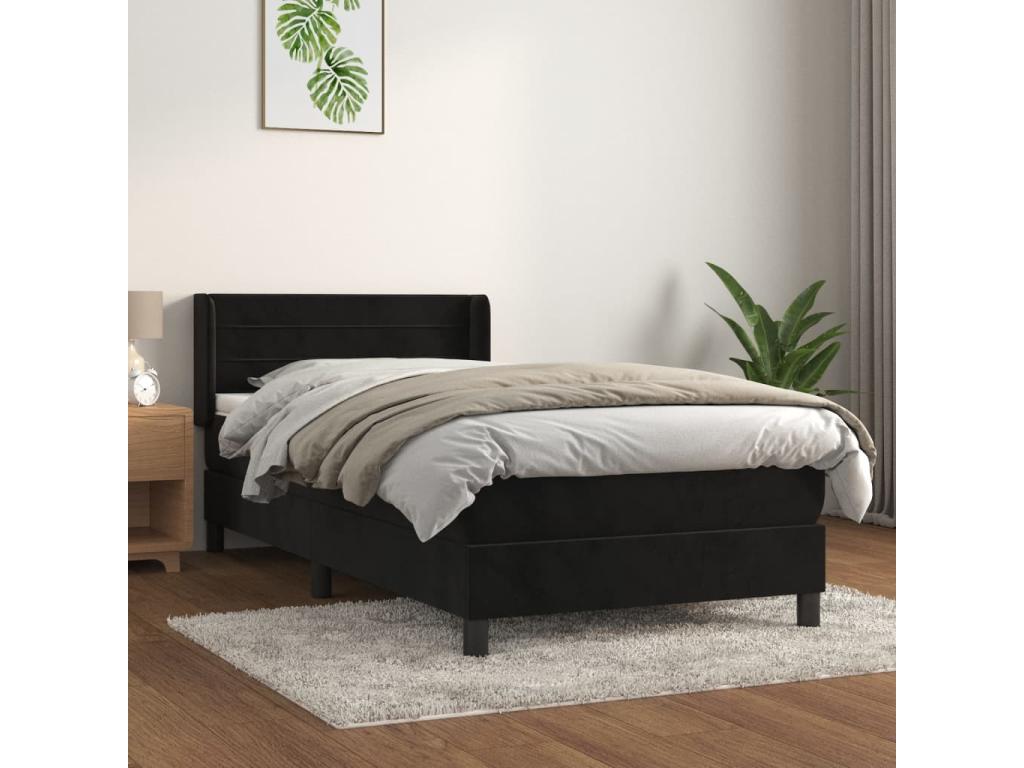 Lit à sommier tapissier avec matelas Noir 100x200 cm Velours MUTW61130