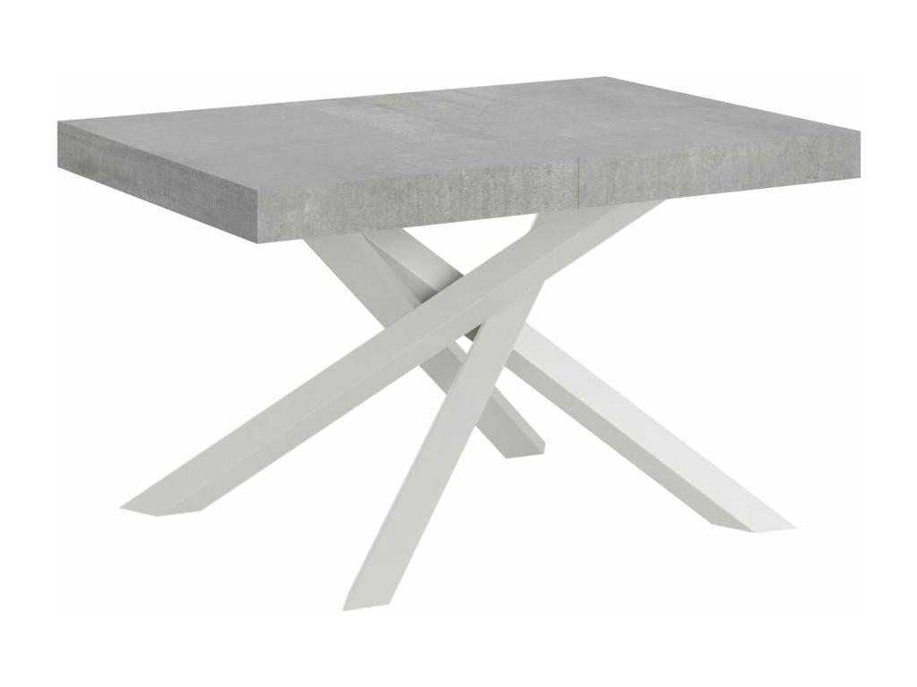 Table extensible 90x120/224 cm Mobenze Gris Béton cadre blanc TVDI83472