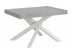 Table extensible 90x120/224 cm Mobenze Gris Béton cadre blanc TVDI83472