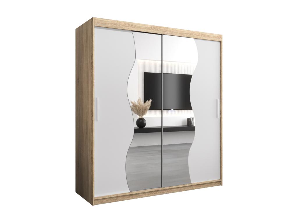 ARMOIRE Mobenze À PORTES COULISSANTES 200/180/62 2 Portes Mobenze/Blanc WZPY60671