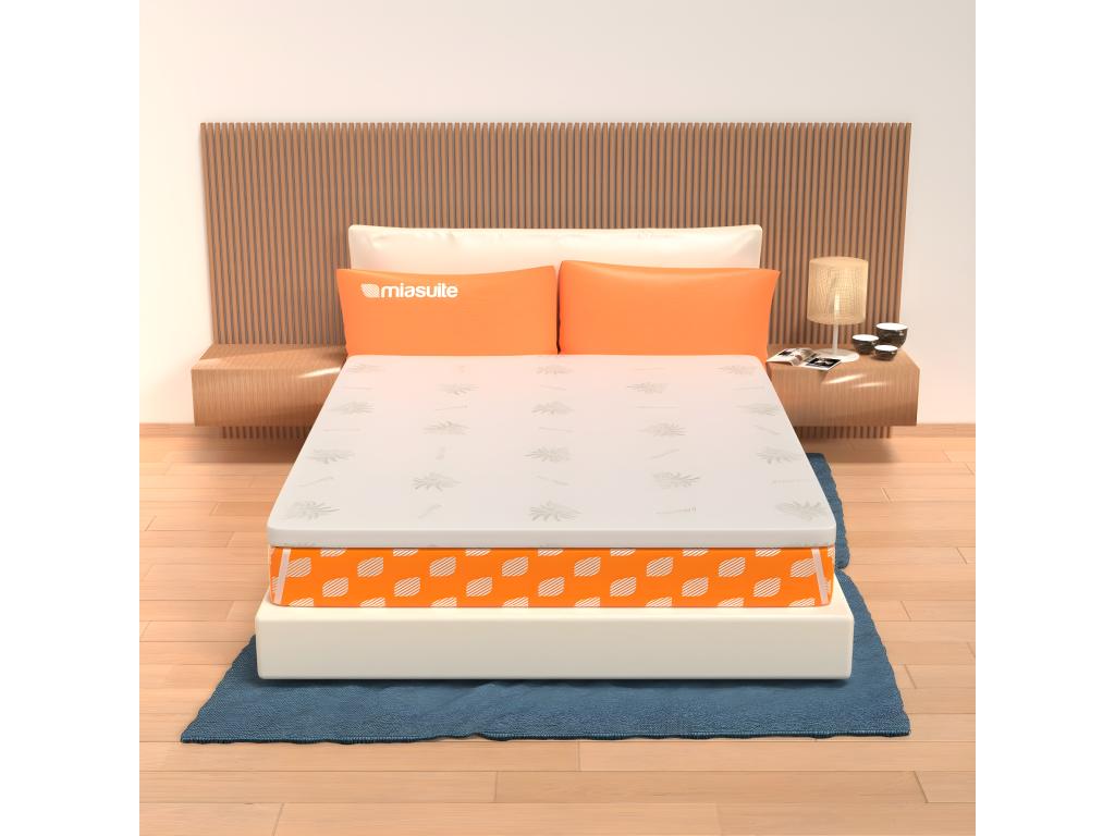 Surmatelas 140x200 haut de 5 cm en PINPAI - déhoussable tissu Luxameub - Topper H5 JUBB97647
