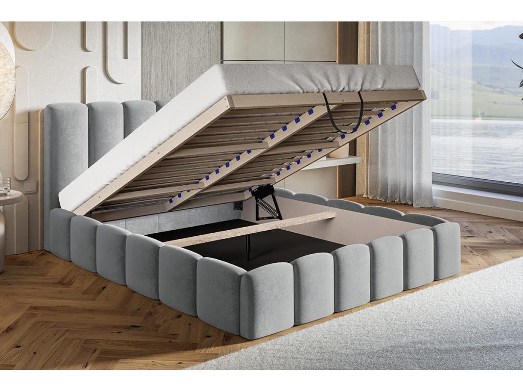 Mobenze Lit Rembourré 180x200 cm avec Rangement Mobenze - Lit Double 180x200 tissu bouclé Crème Anthology 1 RLKO78696