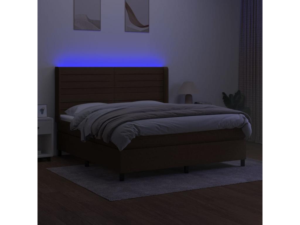 Sommier à Mobenze de lit matelas et LED Marron foncé 160x200 cm OBMZ52703