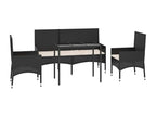 Salon de jardin 4 pcs avec coussins Noir Résine tressée ZEW13431