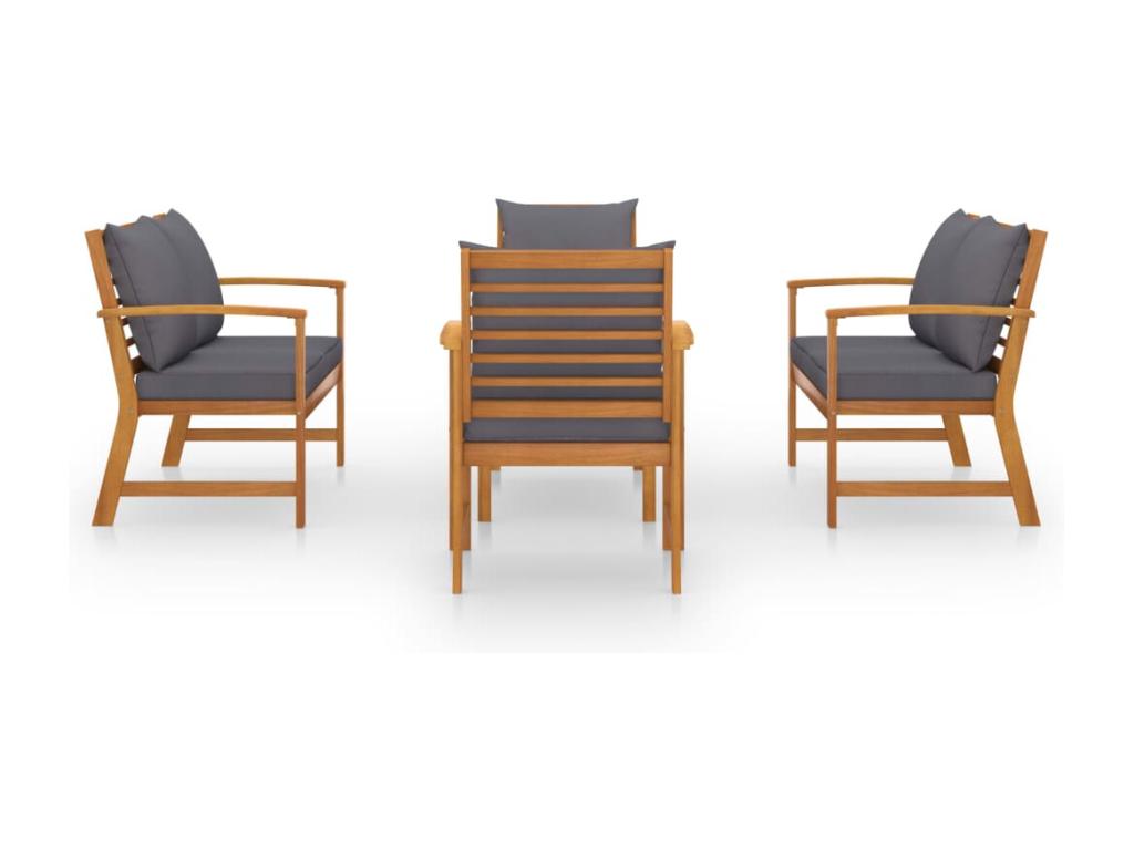 Salon de jardin 5 pièces avec coussin Bois d'Boislis solide WVIY00853