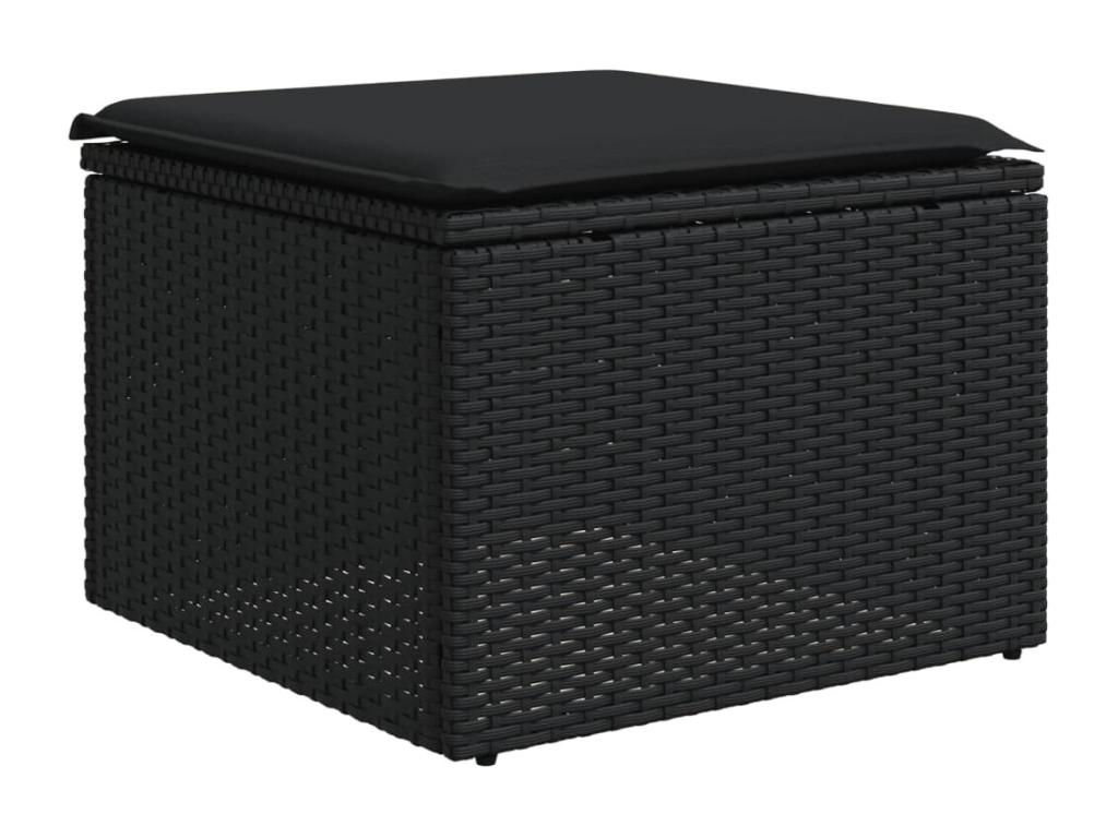 Salon de jardin 5 pièces avec coussins noir résine tressée TBPV83805