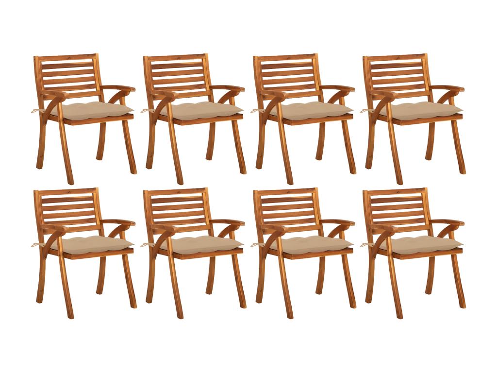 Chaises de jardin avec coussins lot de 8 Bois d'Boislis solide NGEF25340