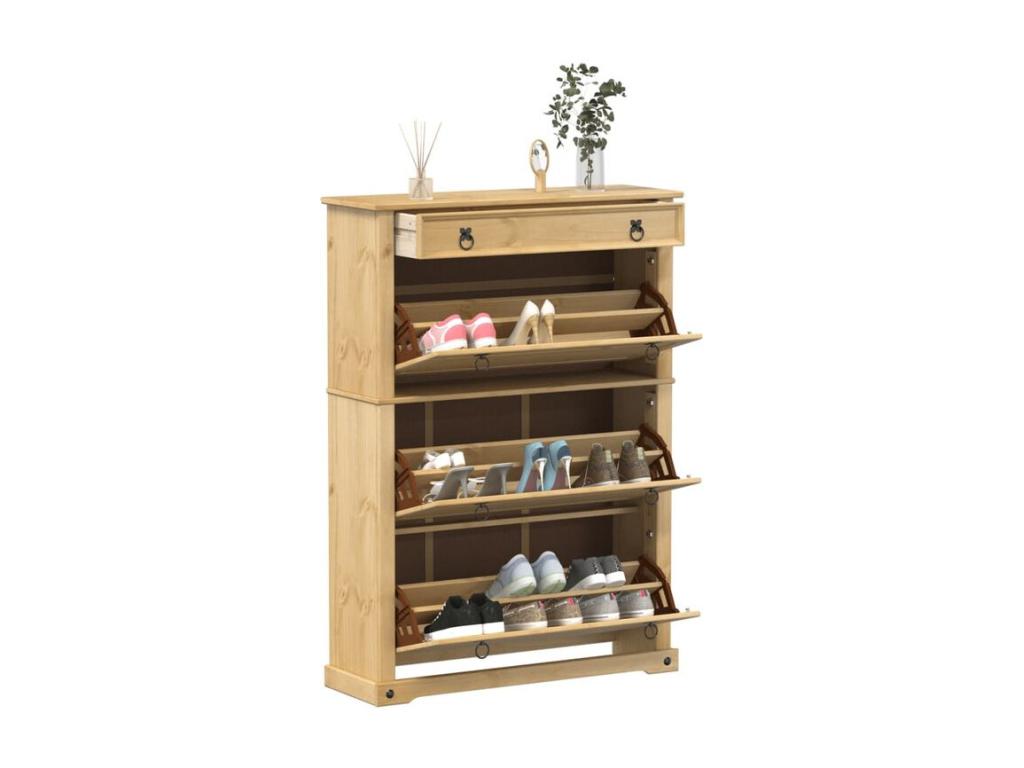 Armoire à chaussures Boislis 99x32x138 bois de pin massif KNGK50671