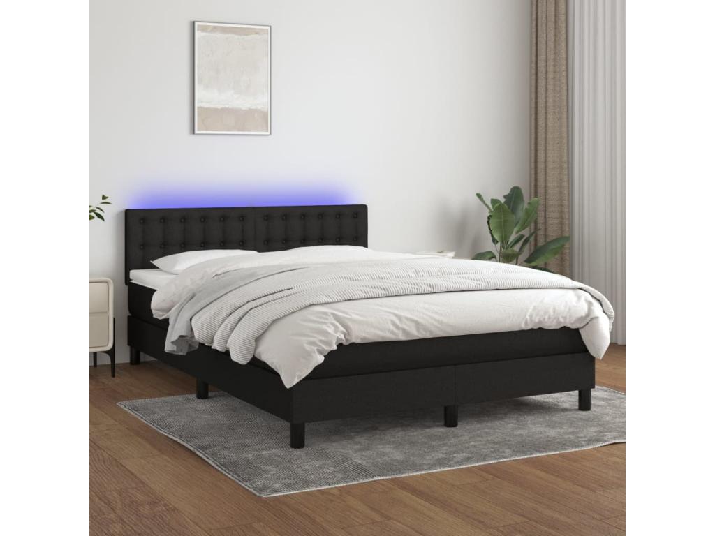 Sommier à Luxameub de lit avec matelas LED Noir 140x190 cm Tissu QHWC43610
