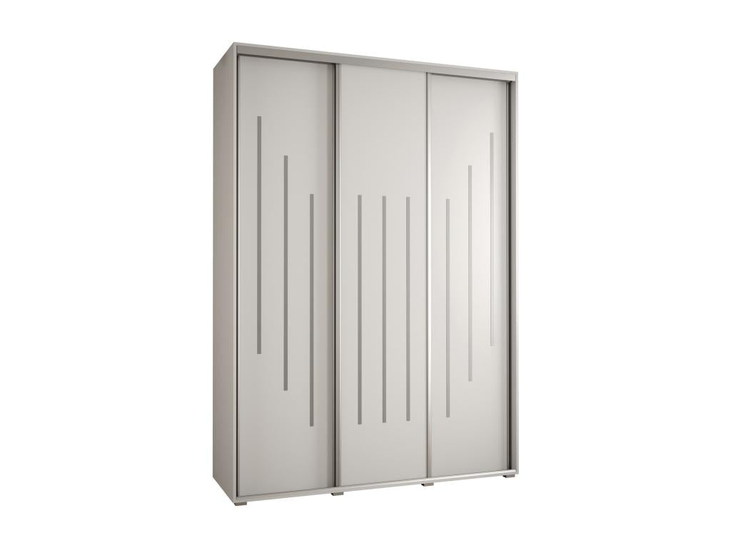 ARMOIRE Mobenze 8 À PORTES COULISSANTES 235.2/180/60 3 portes Blanc/Blanc/Argent JOSC64122