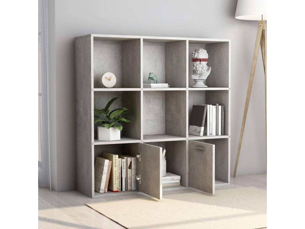 Bibliothèque Gris béton 98x30x98 2 KNHH87665