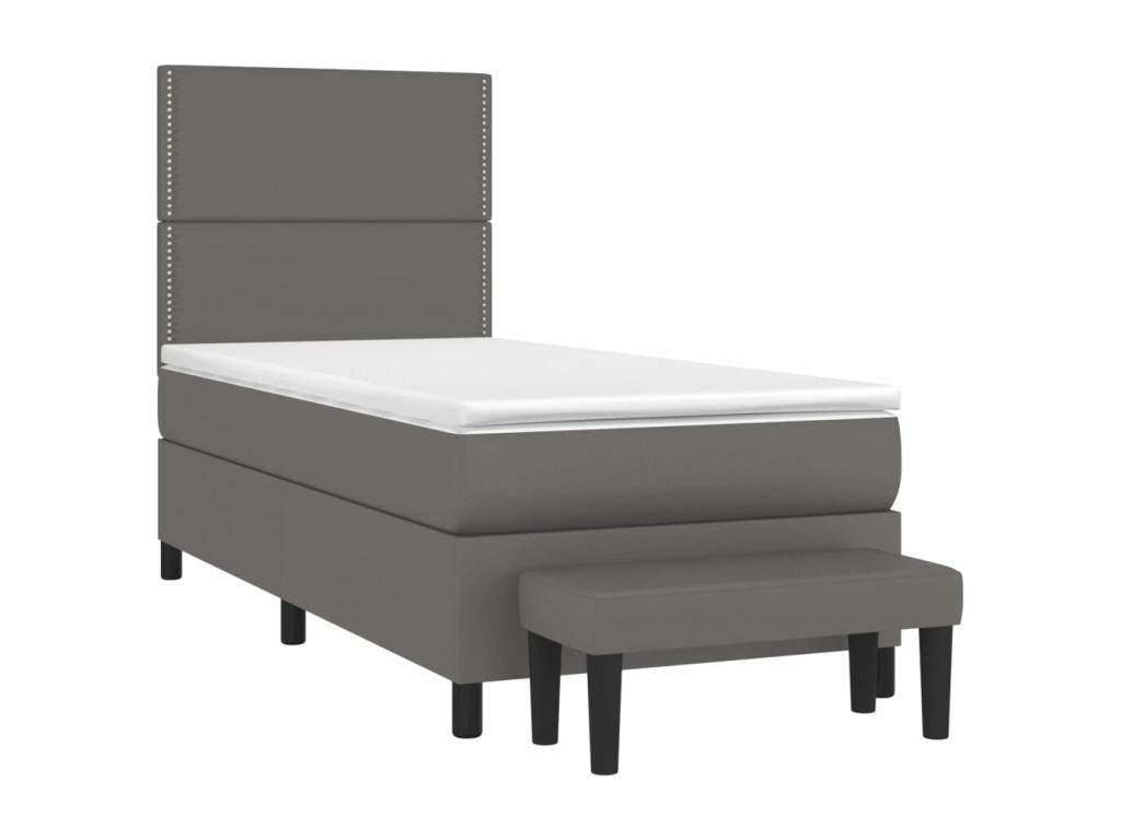 Lit à sommier tapissier avec matelas Gris 100x200 cm Similicuir IZXG42731